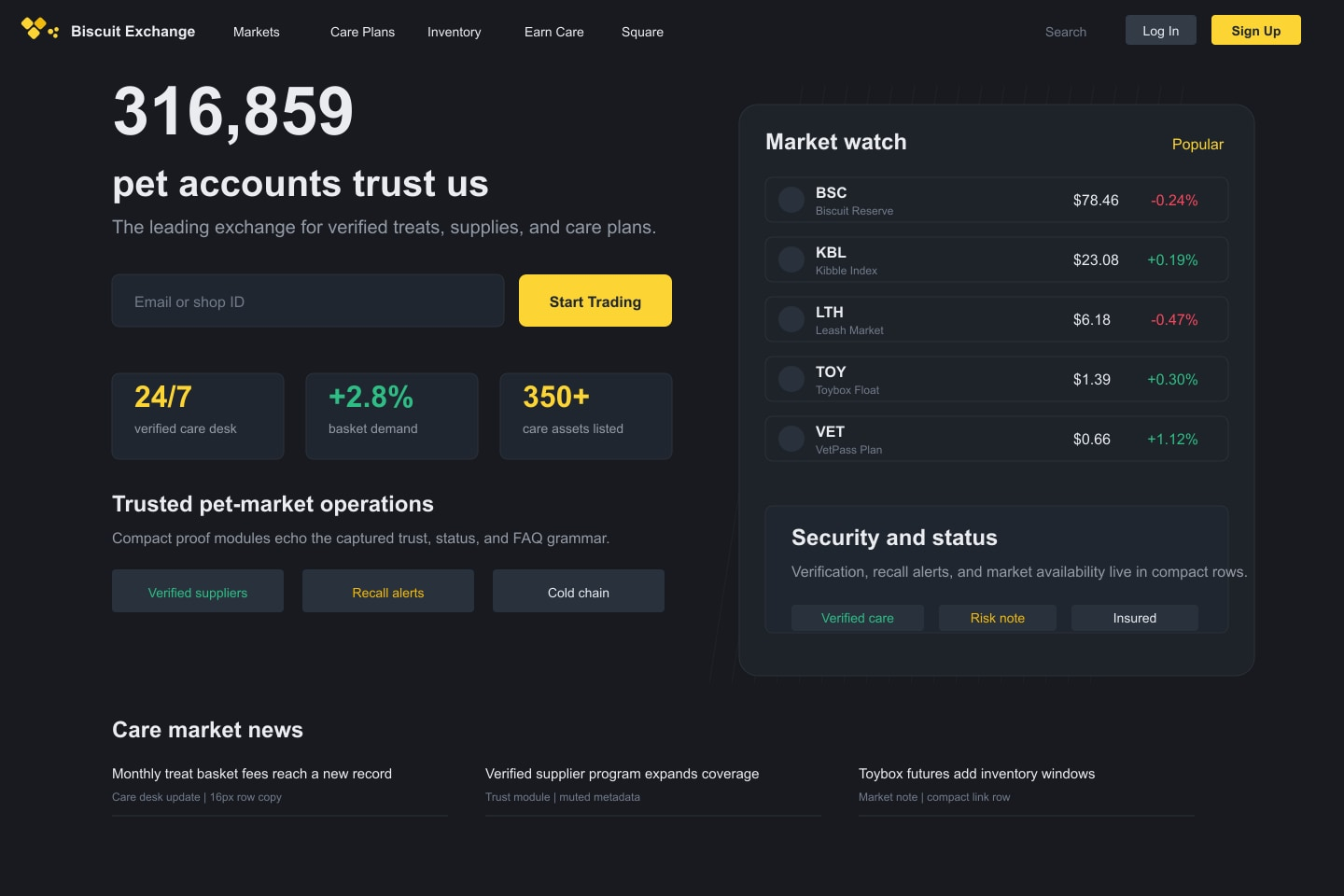 Binance Pet Shop desktop screenshot