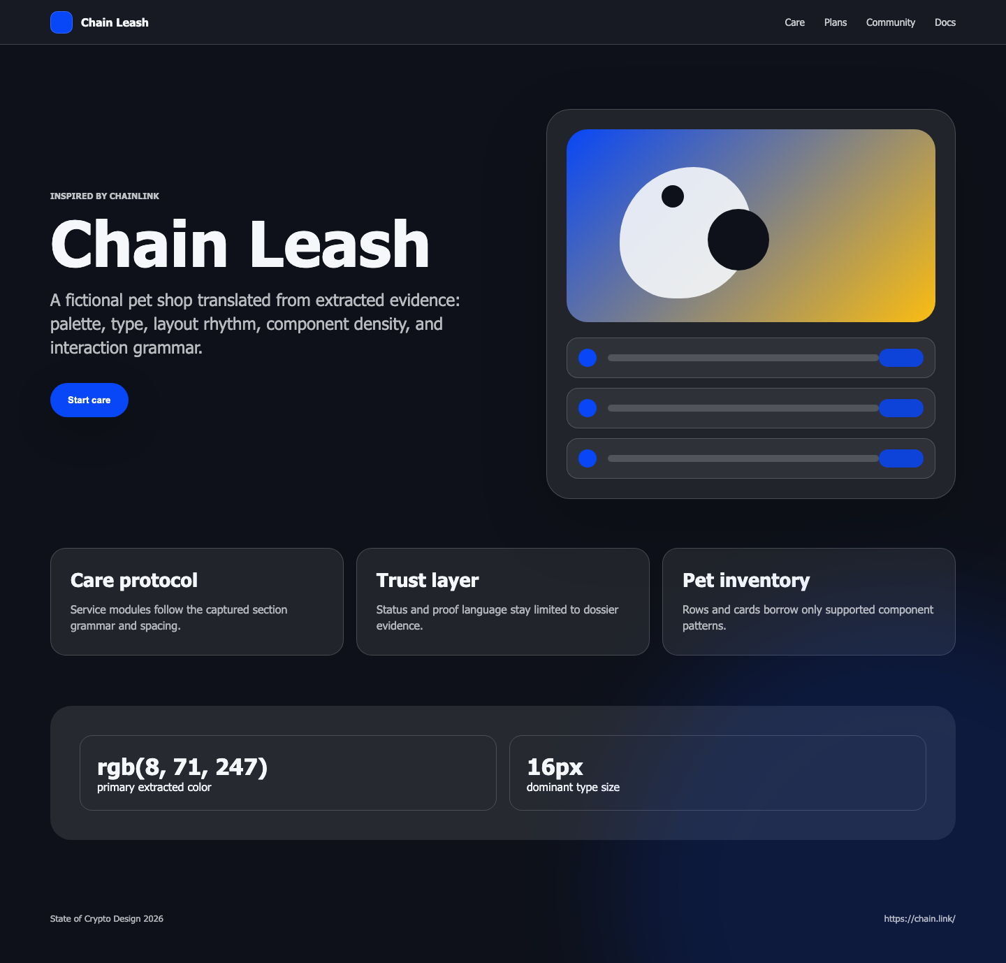 Chainlink Pet Shop desktop screenshot