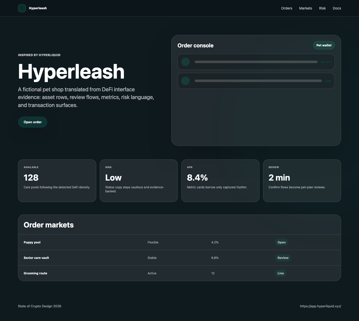 Hyperliquid Pet Shop desktop screenshot