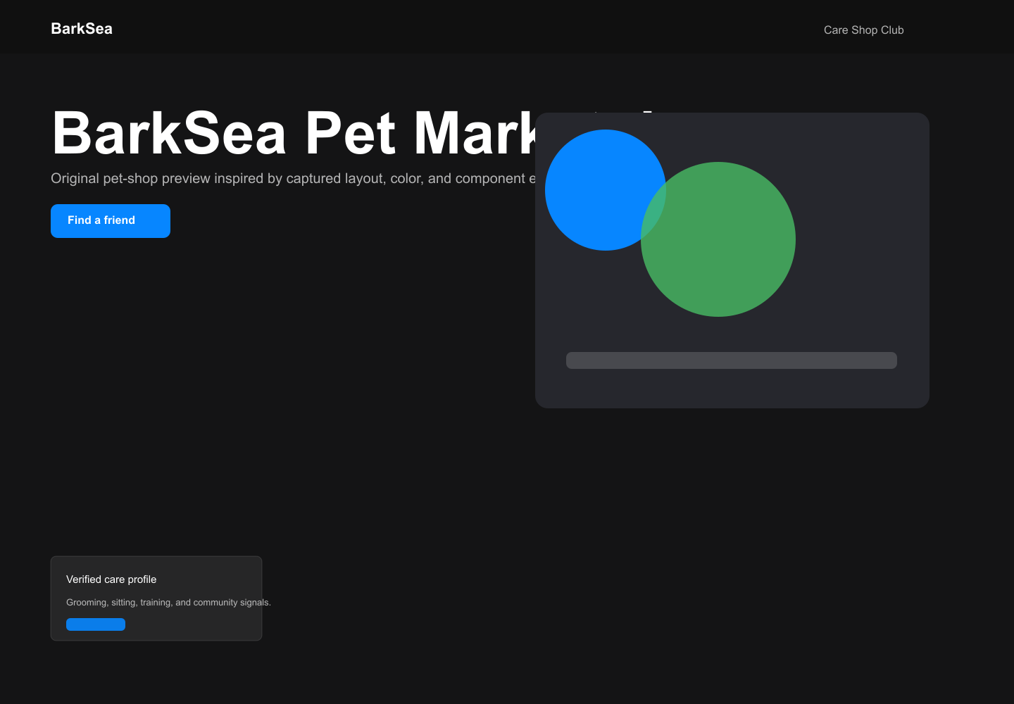 BarkSea Pet Marketplace desktop screenshot