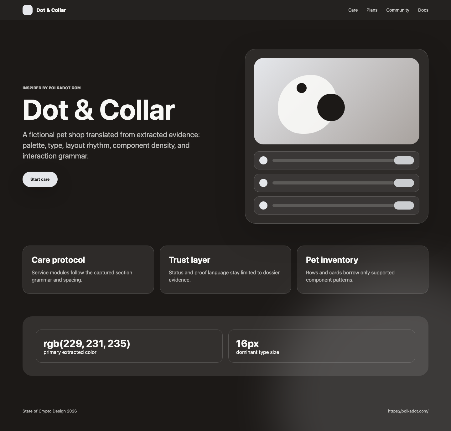 Polkadot.com Pet Shop desktop screenshot