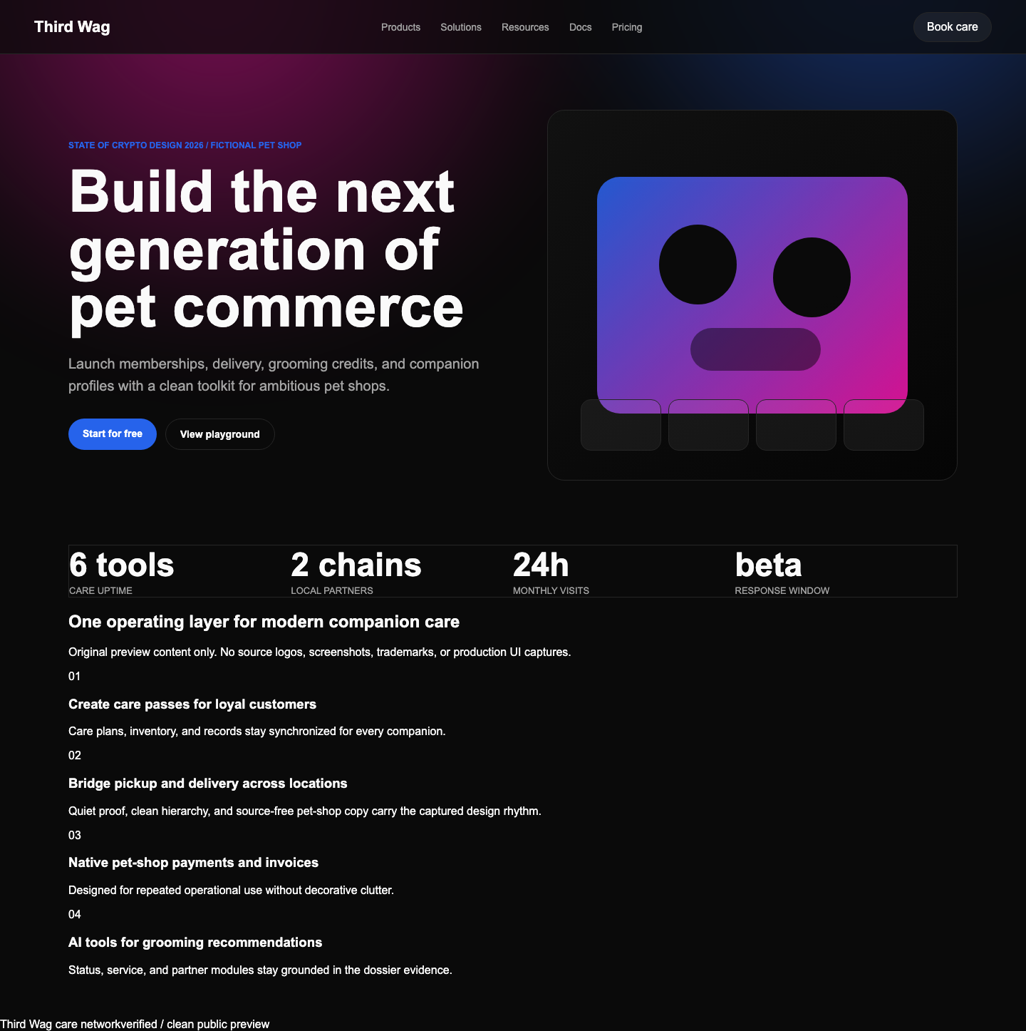 thirdweb Pet Shop desktop screenshot