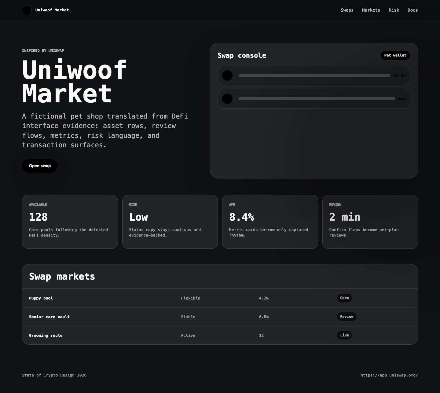 Uniswap Pet Shop desktop screenshot